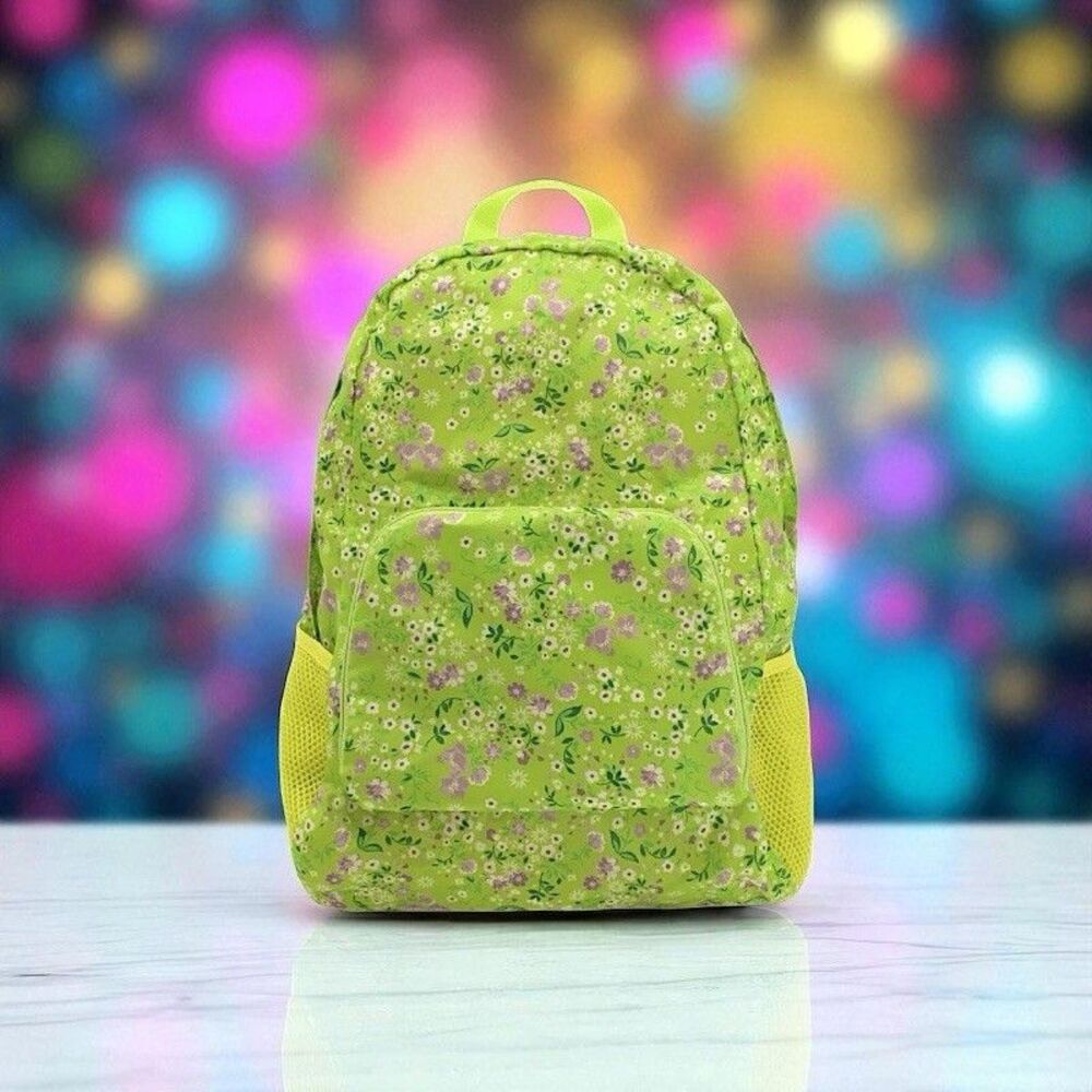 MYTAGALONGS Lime Lilacs Folding Backpack Bag NWT LIMITED EDITION